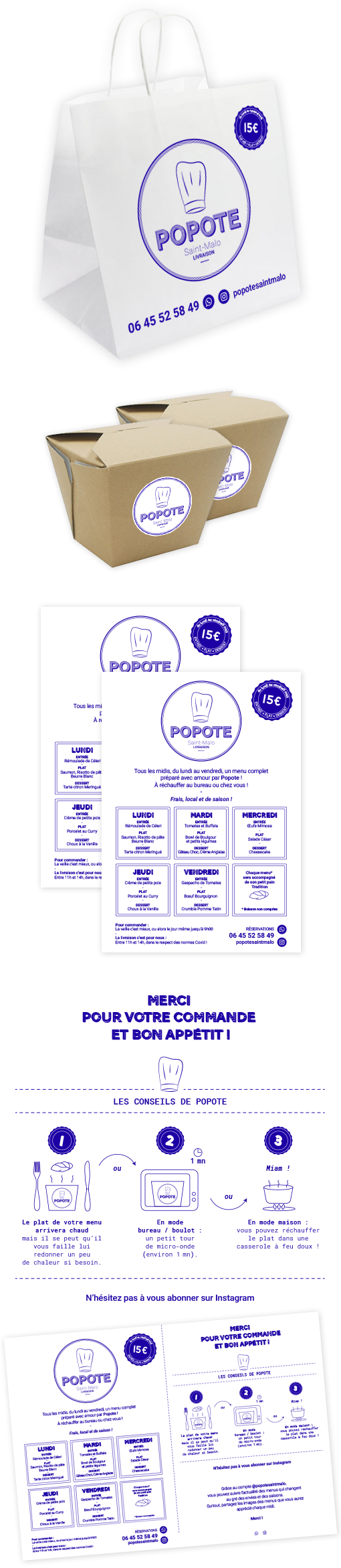 Popote packaging et flyer